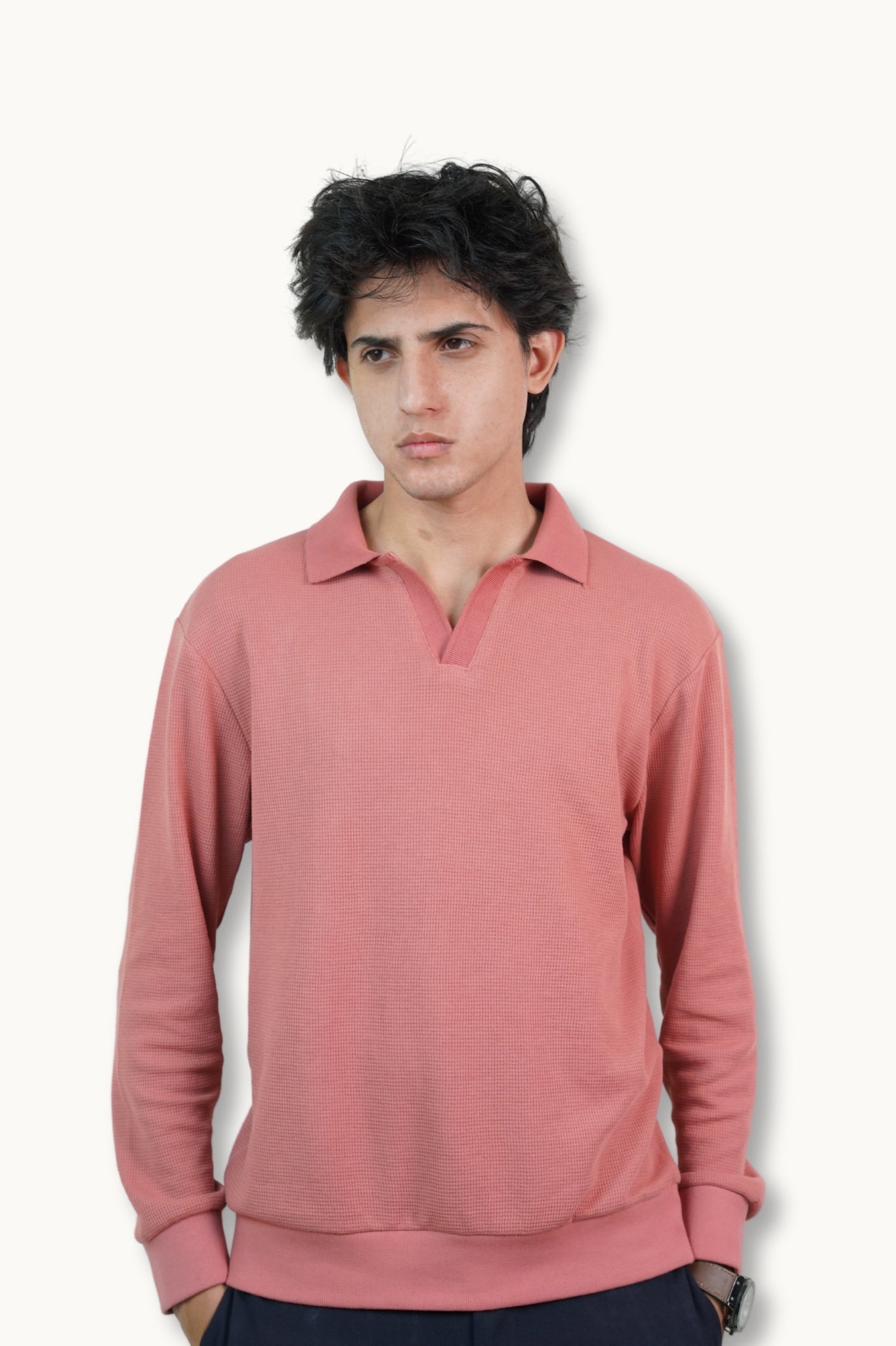 Rose Gold Johnny Collar Polo –
